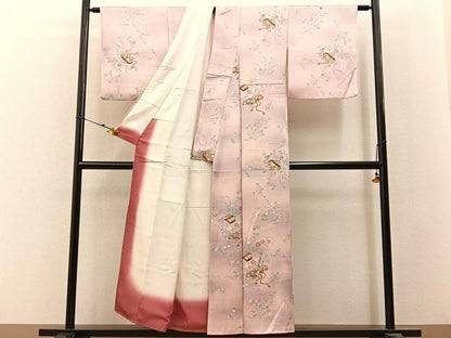 平和屋着物■上質な小紋　文箱草花文　暈し染め　金彩　正絹　逸品　BAAX6566hj