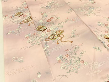 平和屋着物■上質な小紋　文箱草花文　暈し染め　金彩　正絹　逸品　BAAX6566hj