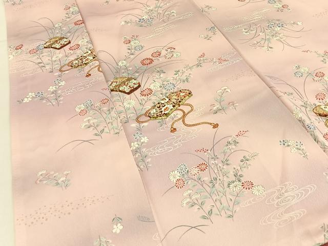 平和屋着物■上質な小紋　文箱草花文　暈し染め　金彩　正絹　逸品　BAAX6566hj
