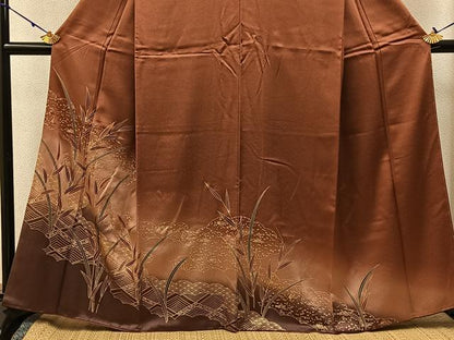 平和屋着物■訪問着　駒刺繍　雲重ね草葉文　暈し染め　金彩　正絹　逸品　BAAX6567hj