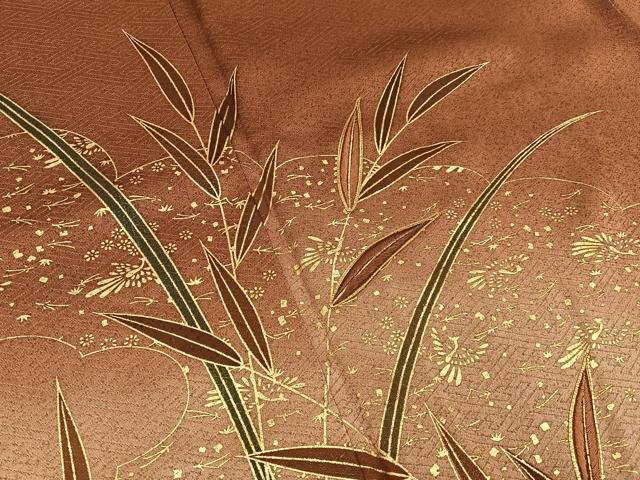 平和屋着物■訪問着　駒刺繍　雲重ね草葉文　暈し染め　金彩　正絹　逸品　BAAX6567hj