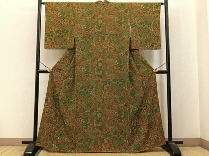平和屋着物■上質な小紋　花笠有職文　鬼しぼ縮緬　正絹　逸品　BAAX6570hj