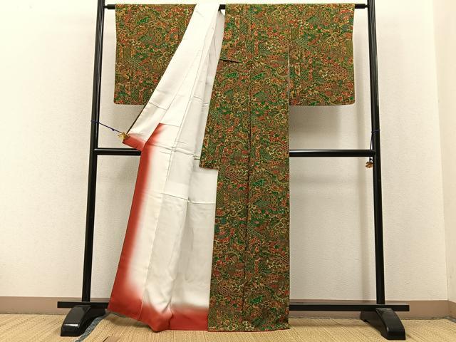 平和屋着物■上質な小紋　花笠有職文　鬼しぼ縮緬　正絹　逸品　BAAX6570hj