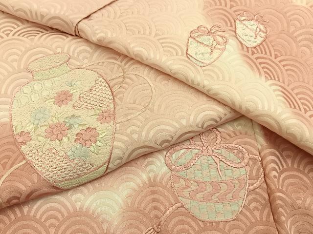 平和屋着物■訪問着　総刺繍　仕覆陶器花文　暈し染め　正絹　逸品　BAAX6571hj