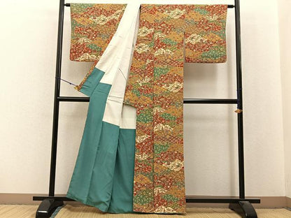 平和屋着物■上質な小紋　風景花文　正絹　逸品　BAAX6573hj