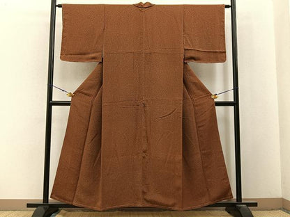 平和屋着物■上質な小紋　花唐草文　鬼しぼ縮緬　正絹　逸品　未使用　BAAX6574hj