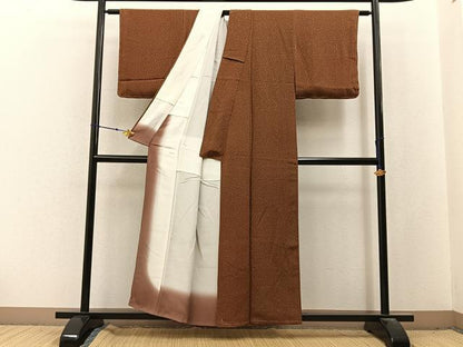 平和屋着物■上質な小紋　花唐草文　鬼しぼ縮緬　正絹　逸品　未使用　BAAX6574hj