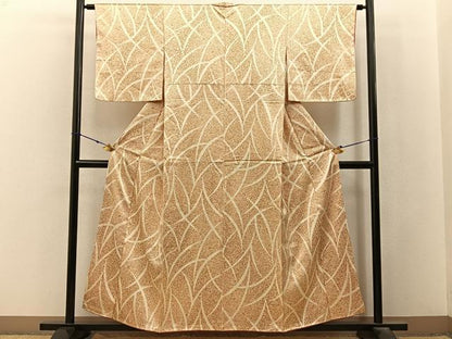 平和屋着物■上質な小紋　草葉文　たたき染め　正絹　逸品　BAAX6575hj