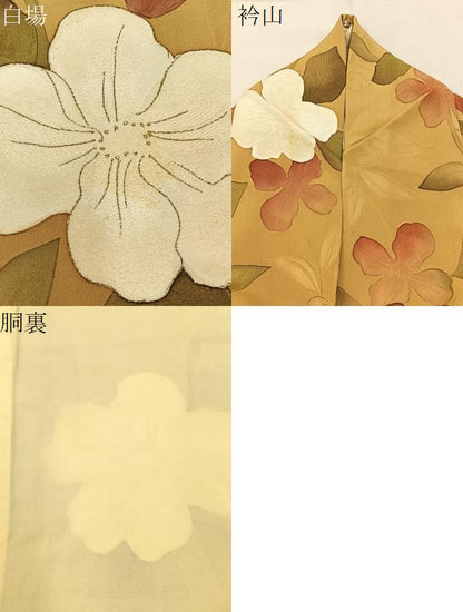 平和屋着物●上質な小紋　地紋起こし　草花文　金彩　正絹　逸品　BAAX6576hj