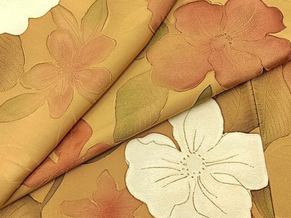 平和屋着物●上質な小紋　地紋起こし　草花文　金彩　正絹　逸品　BAAX6576hj
