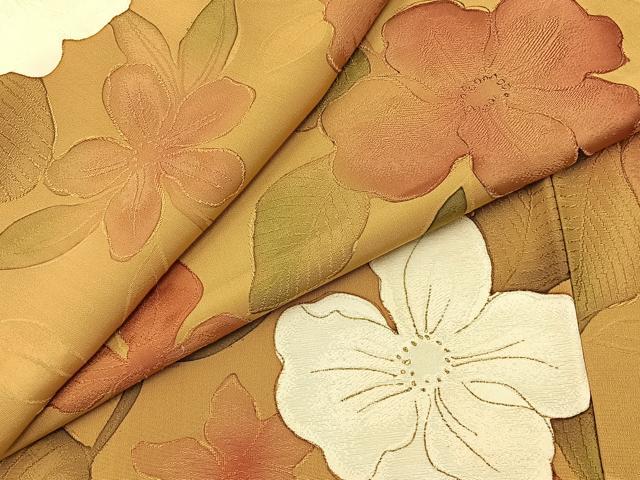 平和屋着物●上質な小紋　地紋起こし　草花文　金彩　正絹　逸品　BAAX6576hj