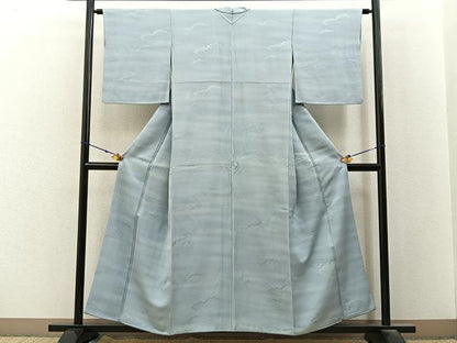 平和屋着物■上質な小紋　雲重ね草花文　暈し染め　正絹　逸品　BAAX6579hj