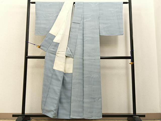平和屋着物■上質な小紋　雲重ね草花文　暈し染め　正絹　逸品　BAAX6579hj