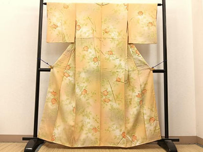 平和屋着物■上質な小紋　草花文　暈し染め　正絹　逸品　BAAX6580hj
