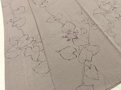 平和屋着物■上質な小紋　手描き　蔦の葉文　鬼しぼ縮緬　正絹　逸品　BAAX6581hj