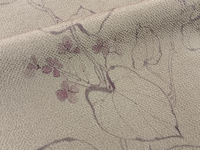 平和屋着物■上質な小紋　手描き　蔦の葉文　鬼しぼ縮緬　正絹　逸品　BAAX6581hj