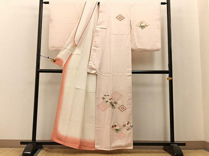 平和屋着物■訪問着　刺繍　菱花文　金彩　正絹　逸品　BAAX6589hj