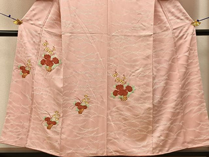 平和屋着物■訪問着　駒刺繍　花籠文　正絹　逸品　未使用　BAAX6592hj