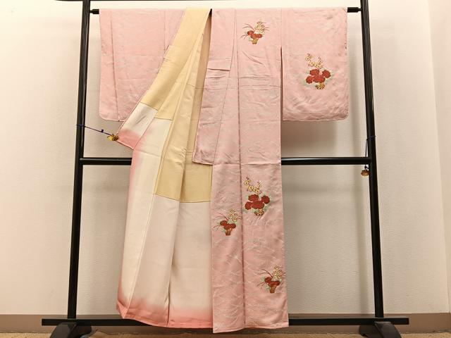 平和屋着物■訪問着　駒刺繍　花籠文　正絹　逸品　未使用　BAAX6592hj