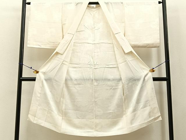 平和屋着物■長襦袢　無双仕立て　流水花地紋　正絹　逸品　BAAX6596hj
