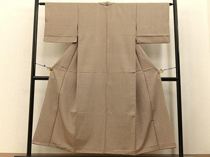 平和屋着物■江戸小紋　紬地　扇面青海波　正絹　逸品　BAAX6599hj