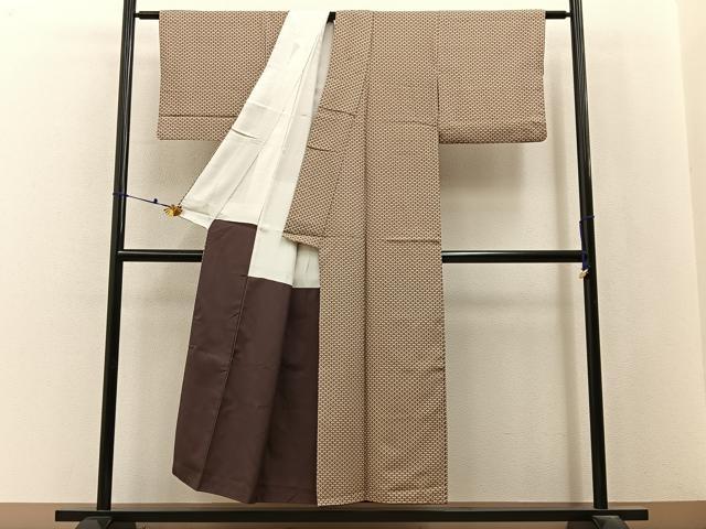 平和屋着物■江戸小紋　紬地　扇面青海波　正絹　逸品　BAAX6599hj
