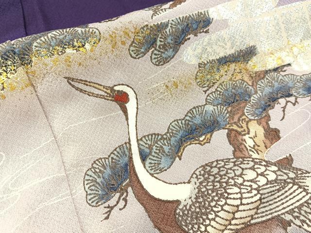 平和屋着物■訪問着　群鶴浜松文　暈し染め　金銀彩　正絹　逸品　BAAX6600hj