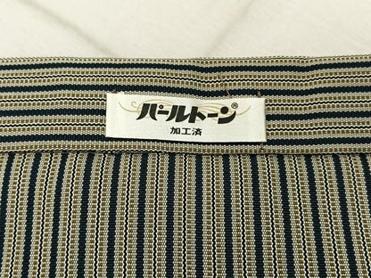 平和屋着物●男性　行灯袴　民芸正草木染　山吹平　縞　反端付き　正絹　逸品　BAAX6601hj
