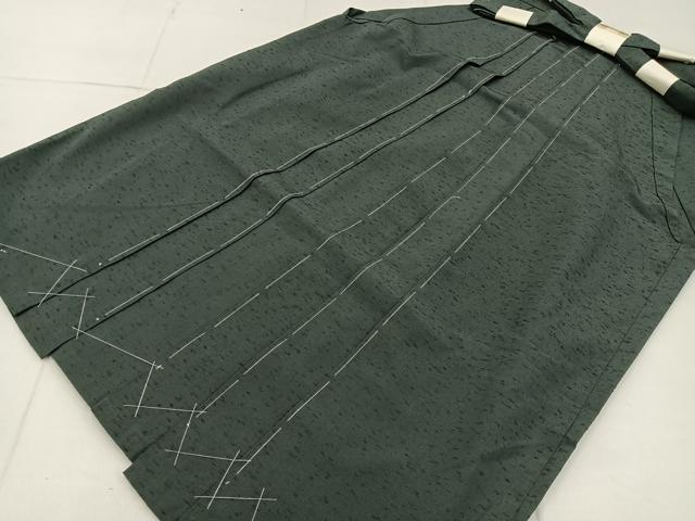 平和屋着物●男性　行灯袴　紬地　色無地　柳煤竹色　正絹　逸品　未使用　BAAX6602hj
