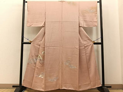 平和屋着物■訪問着　駒刺繍　檜扇松菊文　暈し染め　正絹　逸品　BAAX6606hj