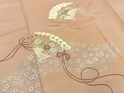 平和屋着物■訪問着　駒刺繍　檜扇松菊文　暈し染め　正絹　逸品　BAAX6606hj