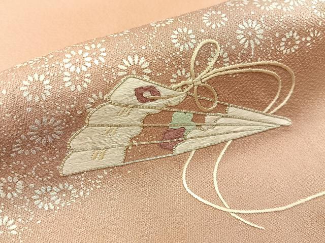 平和屋着物■訪問着　駒刺繍　檜扇松菊文　暈し染め　正絹　逸品　BAAX6606hj
