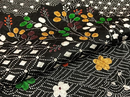 平和屋着物■上質な小紋　絞り　有職花文　黒地　正絹　逸品　BAAX6611hj