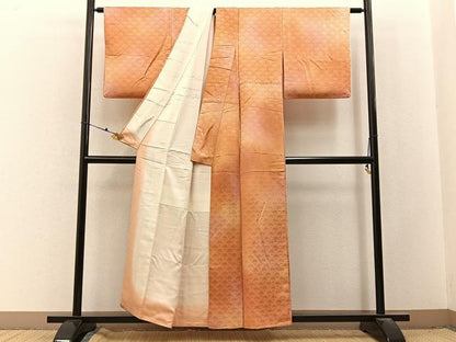 平和屋着物■上質な小紋　片輪車青海波地紋　暈し染め　正絹　逸品　BAAX6617hj