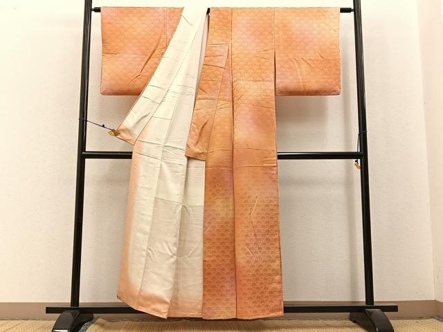 平和屋着物■上質な小紋　片輪車青海波地紋　暈し染め　正絹　逸品　BAAX6617hj