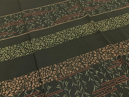 平和屋着物■訪問着　横段草花文　金彩　正絹　逸品　BAAX6619hj