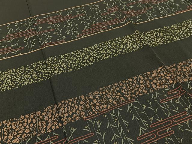 平和屋着物■訪問着　横段草花文　金彩　正絹　逸品　BAAX6619hj