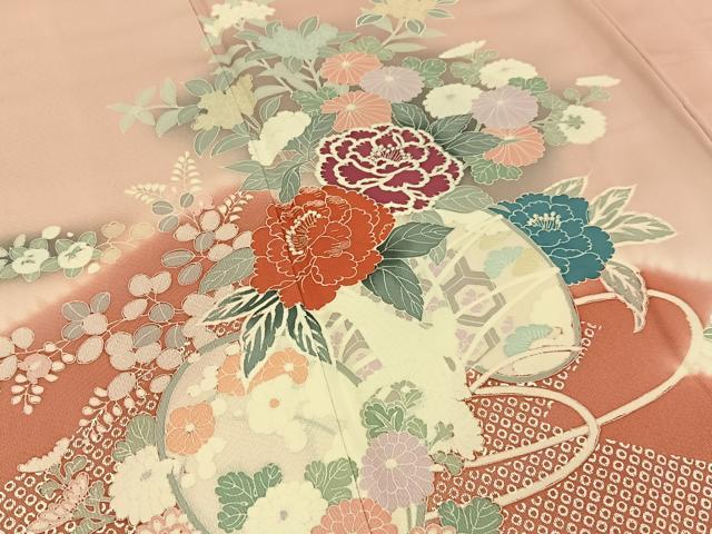 平和屋着物■訪問着　鼓花文　暈し染め　正絹　逸品　BAAX6624hj