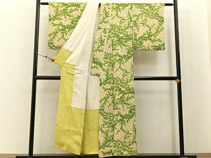 平和屋着物■上質な小紋　梅楓文　正絹　逸品　BAAX6626hj
