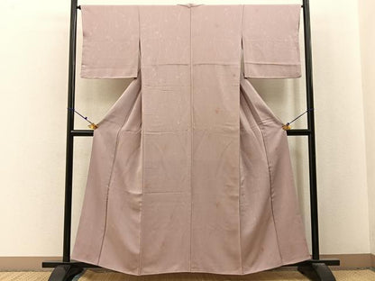 平和屋着物■上質な小紋　草花文　銀糸　正絹　逸品　BAAX6627hj