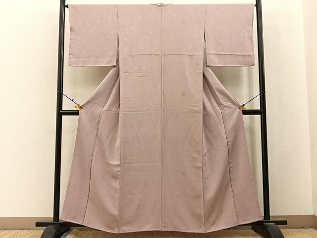 平和屋着物■上質な小紋　草花文　銀糸　正絹　逸品　BAAX6627hj