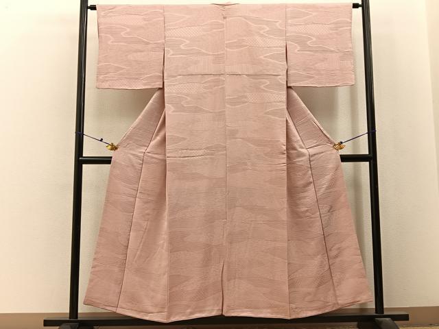 平和屋着物■上質な色無地　流水草花地紋　虹色　正絹　逸品　BAAX6628hj