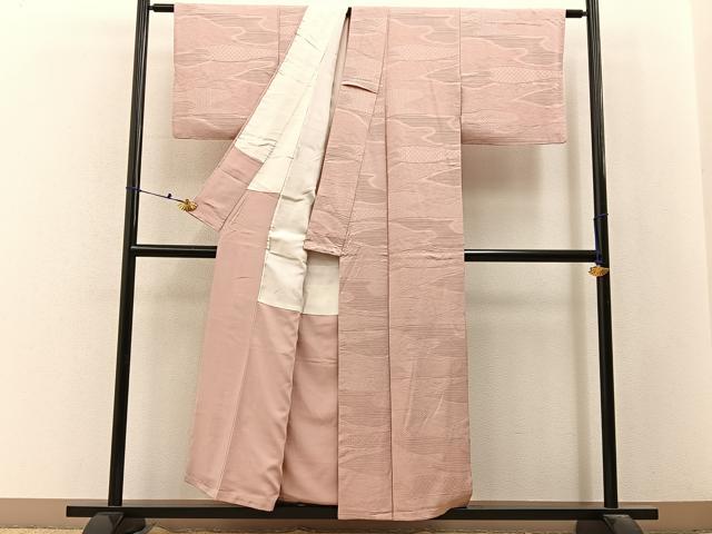 平和屋着物■上質な色無地　流水草花地紋　虹色　正絹　逸品　BAAX6628hj