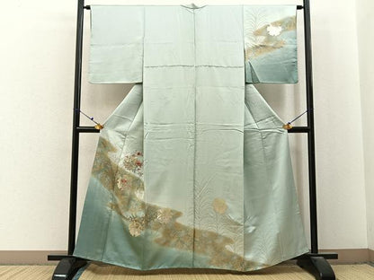 平和屋着物■訪問着　刺繍　雪輪花文　暈し染め　金彩　正絹　逸品　BAAX6633hj