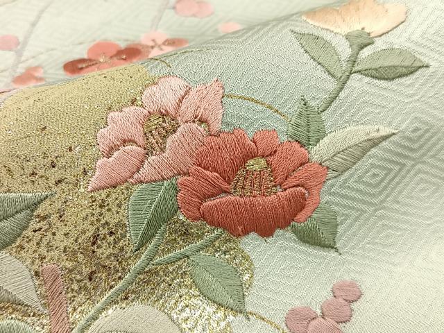 平和屋着物■訪問着　刺繍　雪輪花文　暈し染め　金彩　正絹　逸品　BAAX6633hj