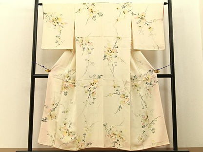 平和屋着物■上質な小紋　ろうけつ染め　草花文　正絹　逸品　BAAX6637hj