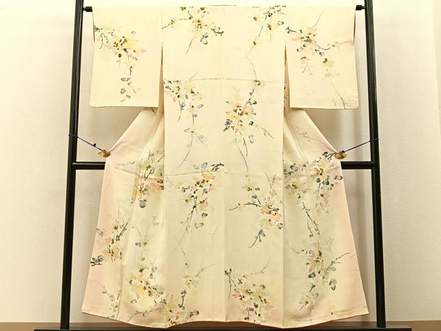 平和屋着物■上質な小紋　ろうけつ染め　草花文　正絹　逸品　BAAX6637hj