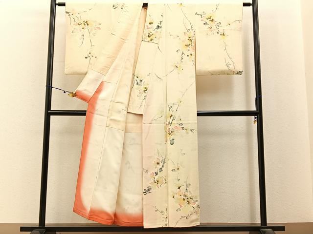 平和屋着物■上質な小紋　ろうけつ染め　草花文　正絹　逸品　BAAX6637hj