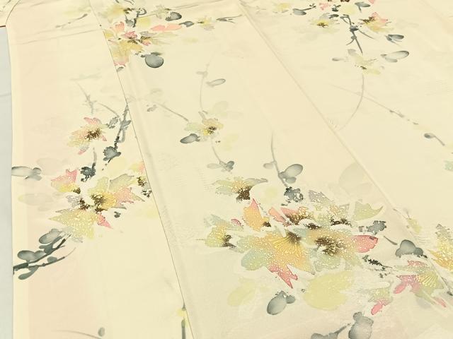 平和屋着物■上質な小紋　ろうけつ染め　草花文　正絹　逸品　BAAX6637hj