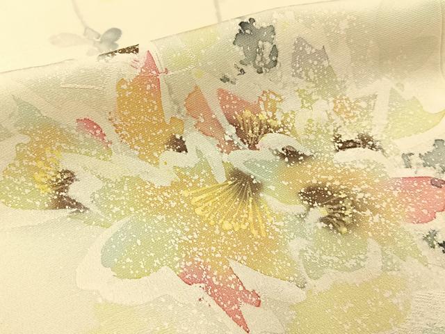 平和屋着物■上質な小紋　ろうけつ染め　草花文　正絹　逸品　BAAX6637hj
